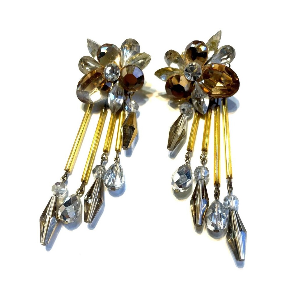 80s New Years Eve Earrings Handmade Glam Glass Drag Queen Grandma